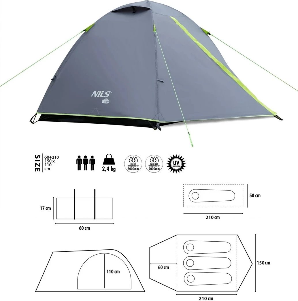 Tendë kampingu NILS eXtreme NC6004 Explorer, Gri