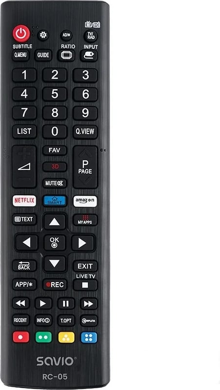 Kontrollues universal SAVIO për LG TV, RC-05 IR pa tel, ngjyrë e zezë