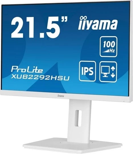 Monitor iiyama ProLite XUB2292HSU-W6, me kabëll HDMI, DP dhe USB, bardhë