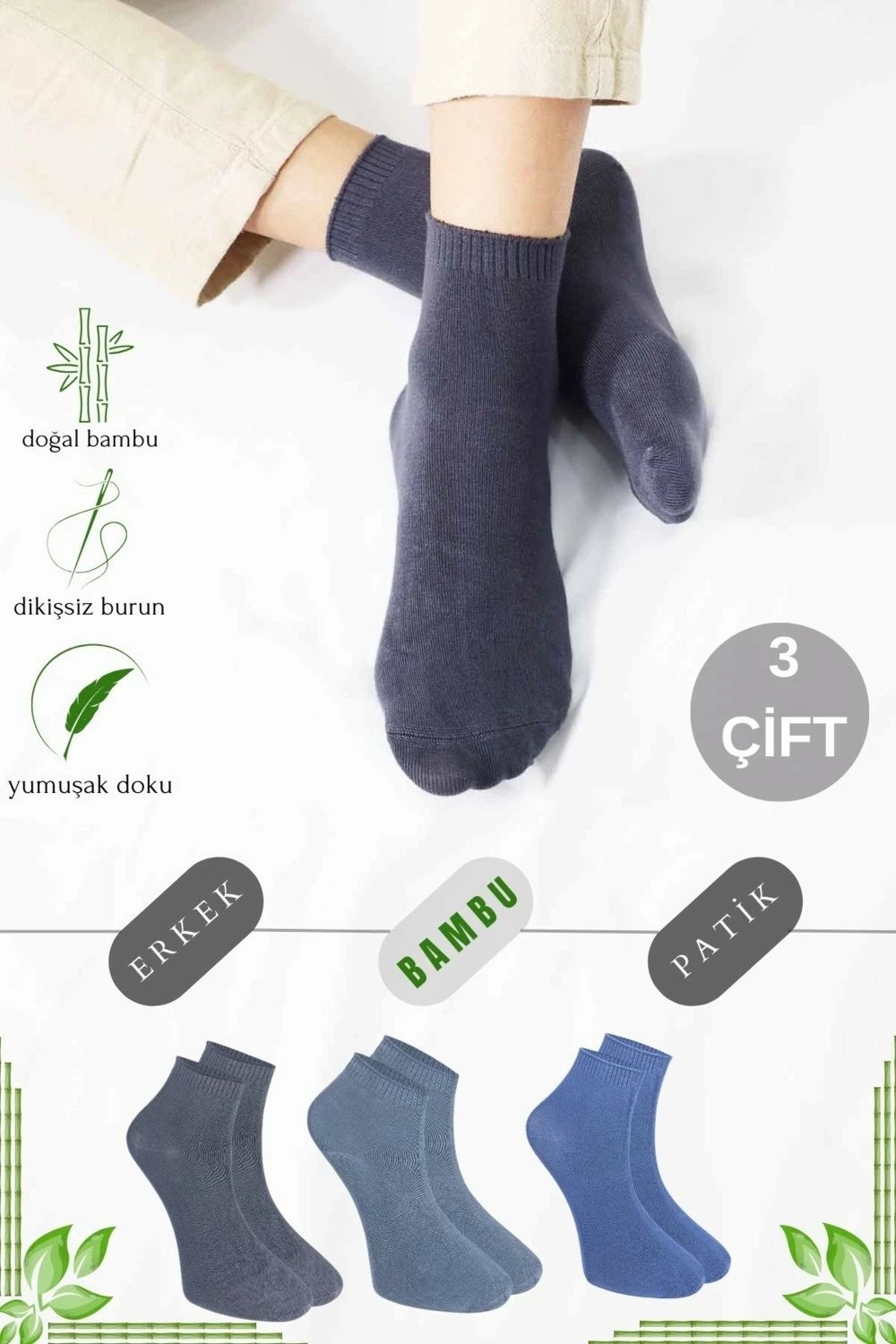 Çorape për meshkuj Kral Socks, model booties, set 3 copë