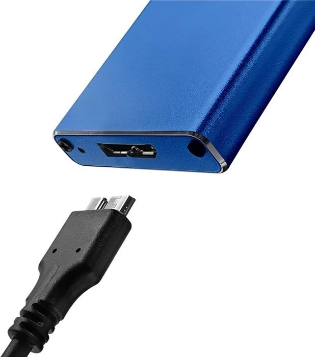 Kasë Qoltec 51832 për SSD M.2, USB 3.0, Blu