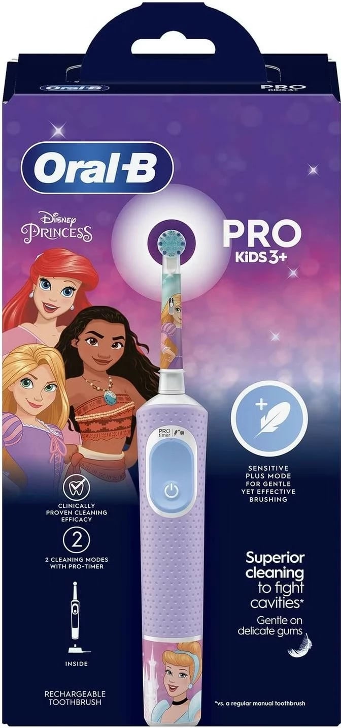 Brushë elektrike Oral-B Vitality Pro Kids 3+ Princess, ngjyrë vjollcë