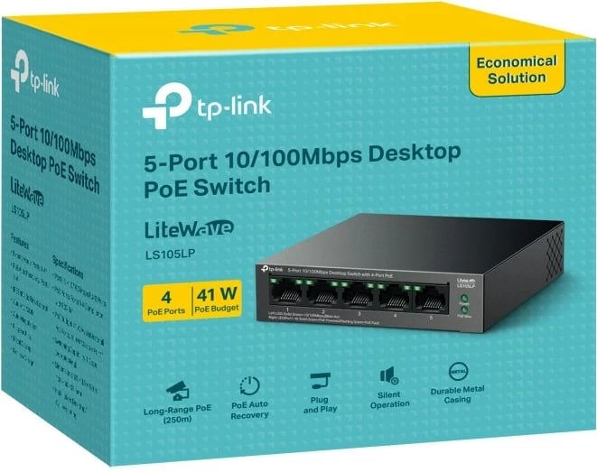 Switch TP-Link LiteWave LS105P, 5 porte, PoE, i zi