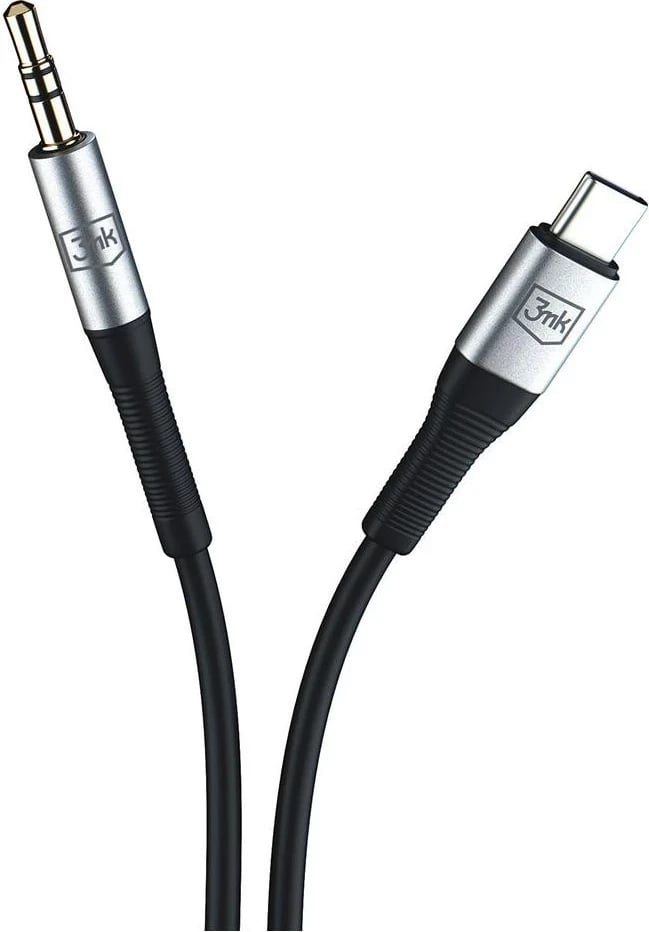 Kabllo audio 3mk, USB-C - Jack (3,5 mm), e zezë