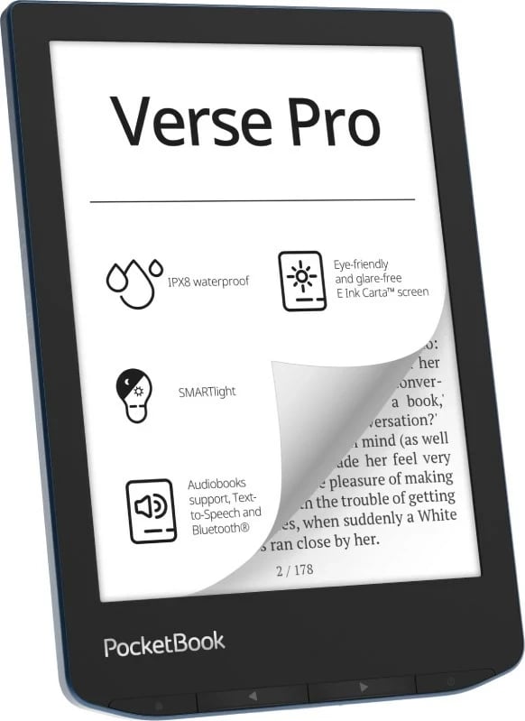 Lexues e-libër PocketBook Verse Pro, 16 GB, Wi-Fi, Zi, Blu