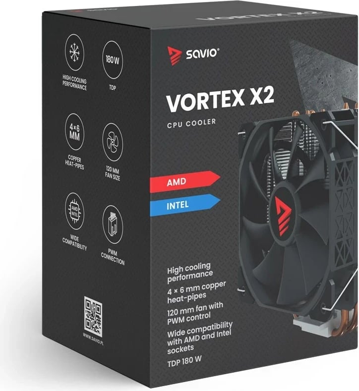 Kasë CPU SAVIO VORTEX X2, e zezë