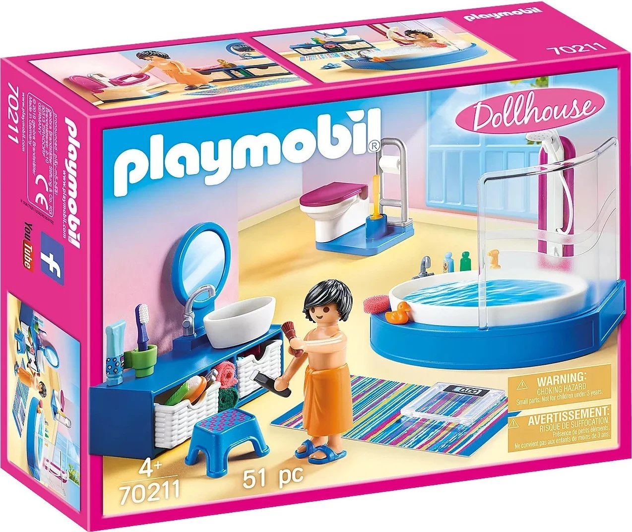 Set Playmobil Dollhouse 70211, banjo me vaskë