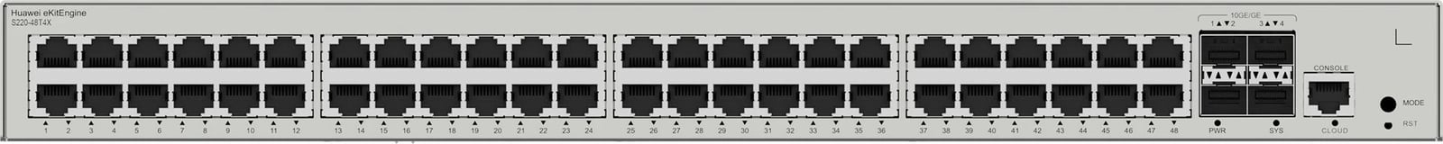 Switch Huawei S220-48T4X, 48 porte Gigabit Ethernet, 1U, Gri