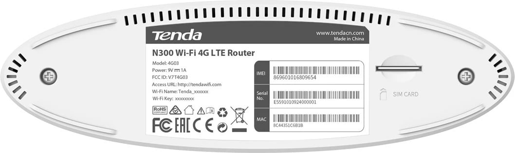 Router Tenda N300, wireless, 2.4 GHz, 4G, i bardhë 