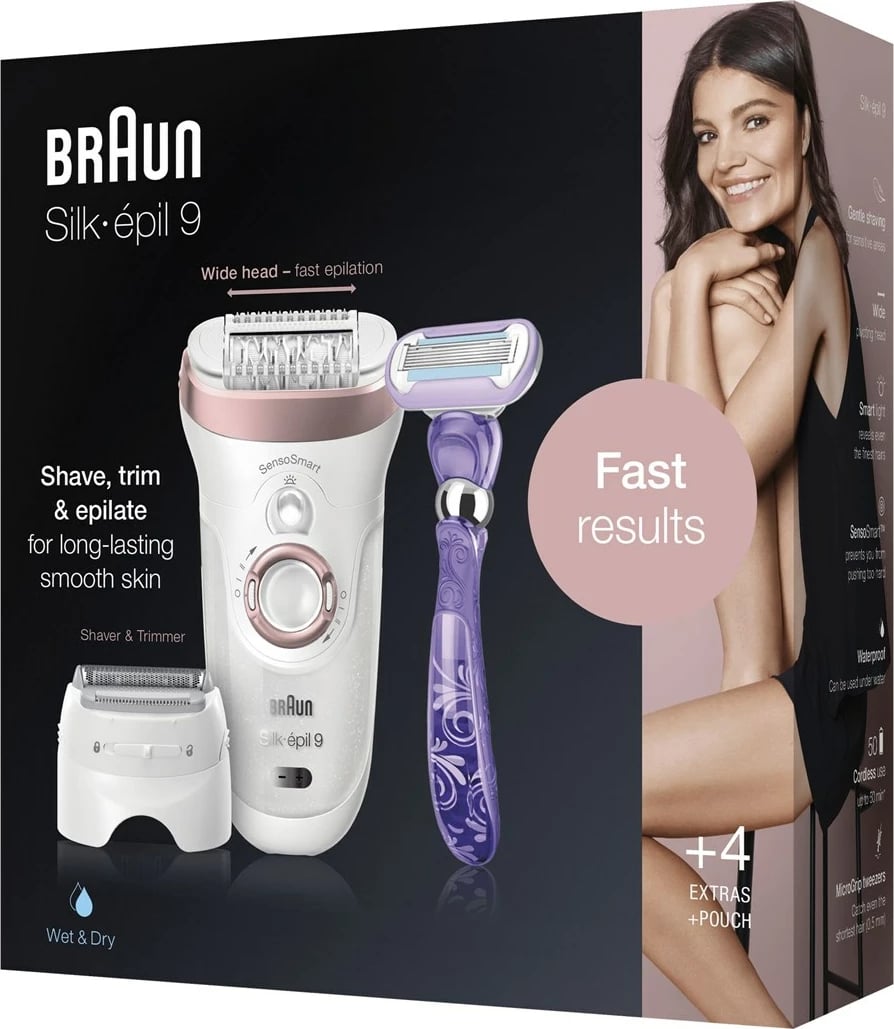 Epilator Braun Silk-épil 9 9-870, Rozë, Bardhë