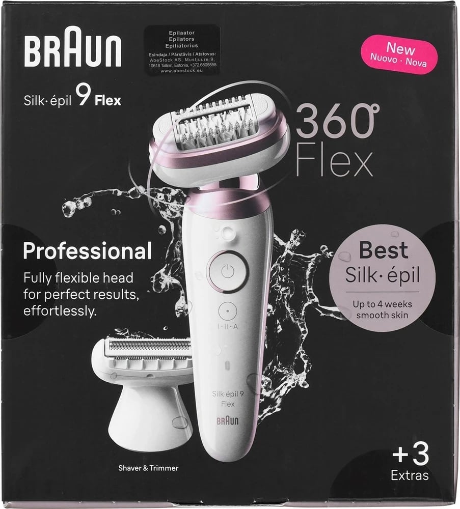 Epilator Braun Silk-épil 9 Flex 9-030, 40 pinceta, Roze, Bardhë