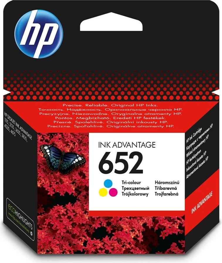 Ngjyrë për printer HP 652, e vjollcë / kaltër / verdhë