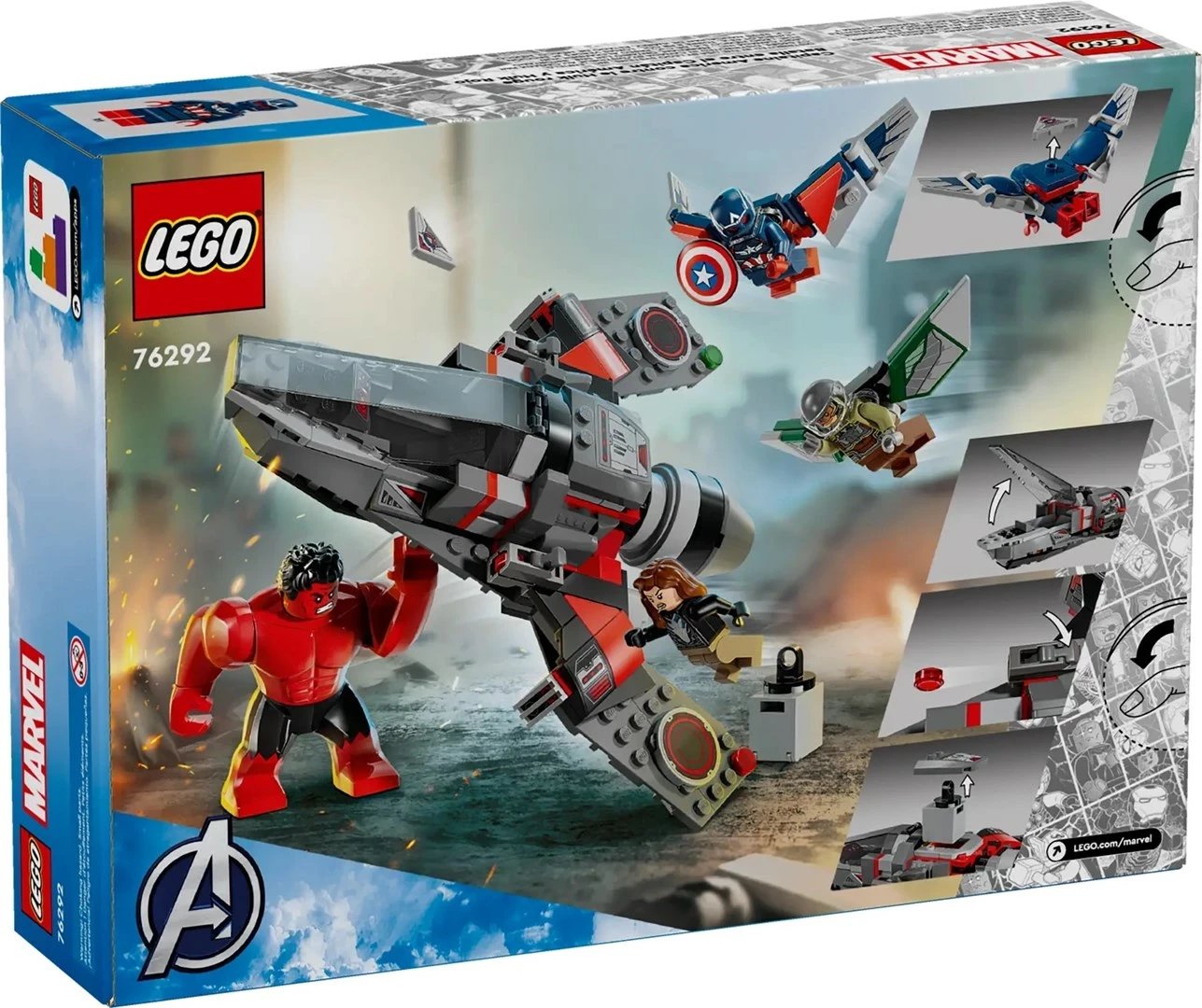 Set LEGO Marvel 76292, Captain America VS Red Hulk, 223 pjesë