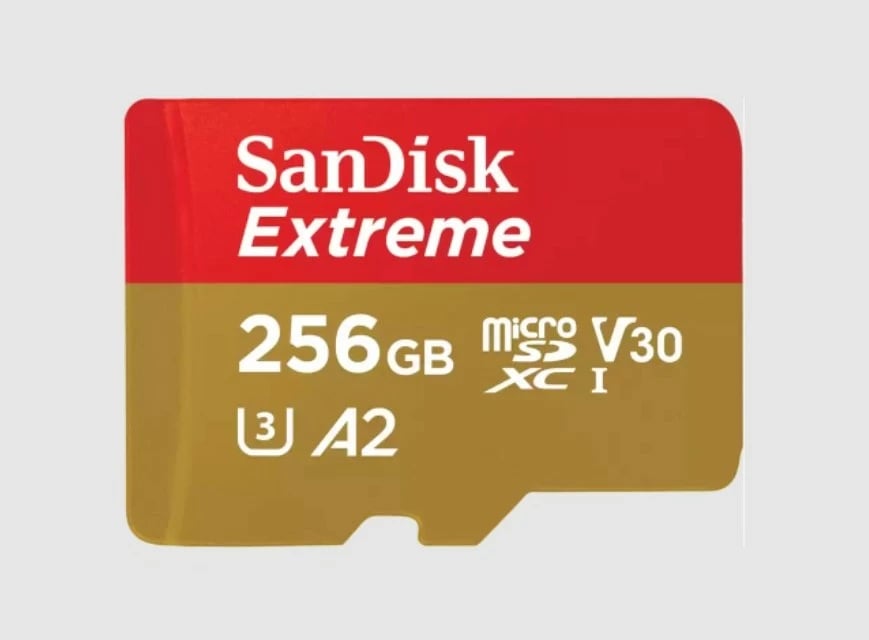 Kartelë memorie SanDisk Extreme, 256 GB, MicroSDXC, e kuqe