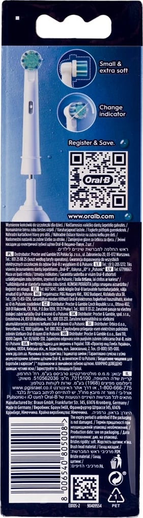 Koka furçe Braun Oral-B EB10S-2 Spider-Man, 2 copë, Bardhë