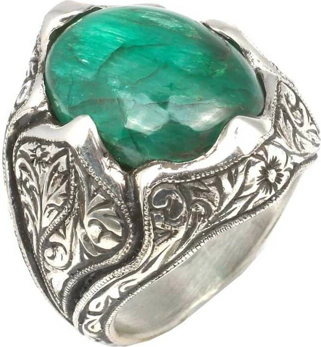 Unazë për meshkuj Nusret, 925 Sterling Silver, gur jade