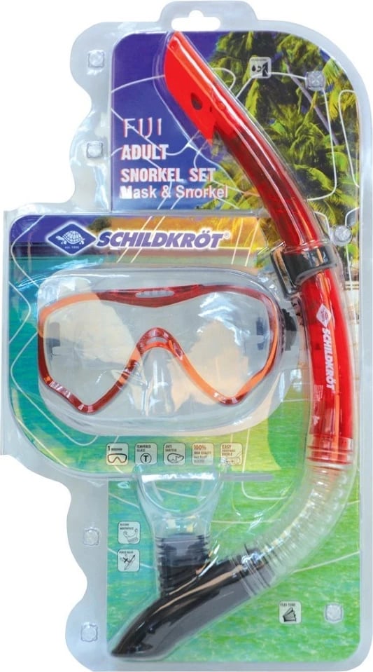 Set snorkel Schildkröt Funsports Fiji, për të rritur, Kuq