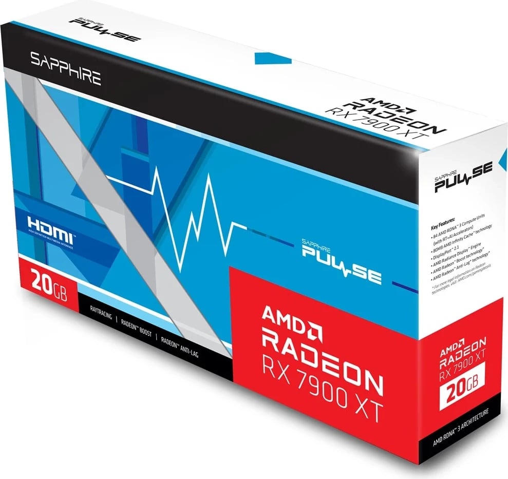 Kartë Grafike Sapphire PULSE Radeon RX 7900 XT, AMD 20 GB GDDR6