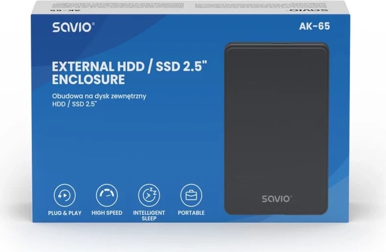 Kutia jashtme për HDD/SSD Savio 2.5", USB 3.0, AK-65, e zezë