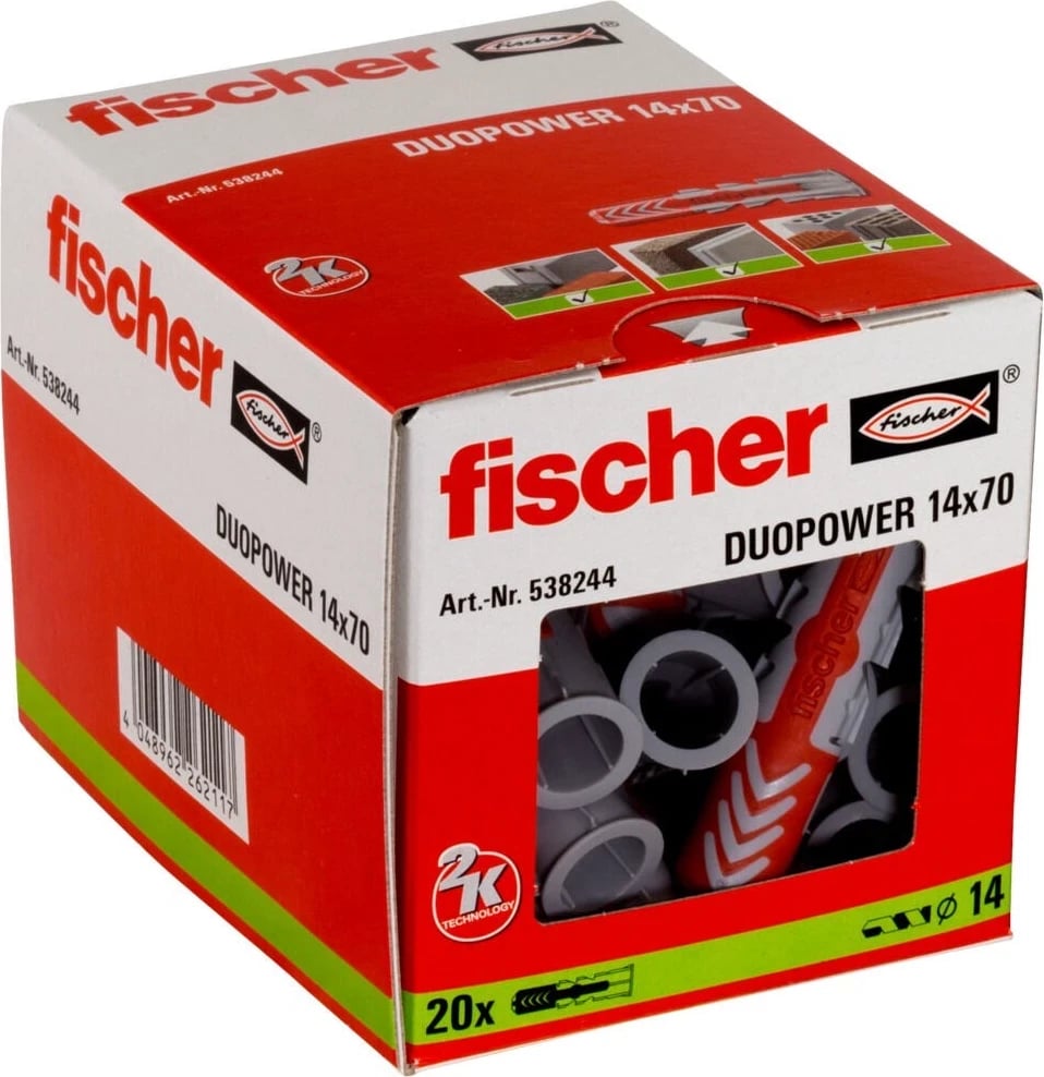 Fischer DuoPower 20 copë Wall plug 70 mm, Gri