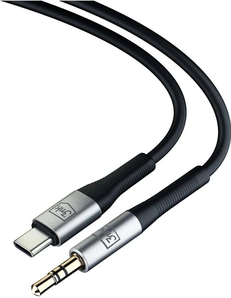 Kabllo audio 3mk, USB-C - Jack (3,5 mm), e zezë