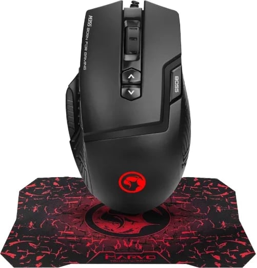 Maus Marvo M355+G1 2IN1 Mouse and Mouse pad combo, të zeza 