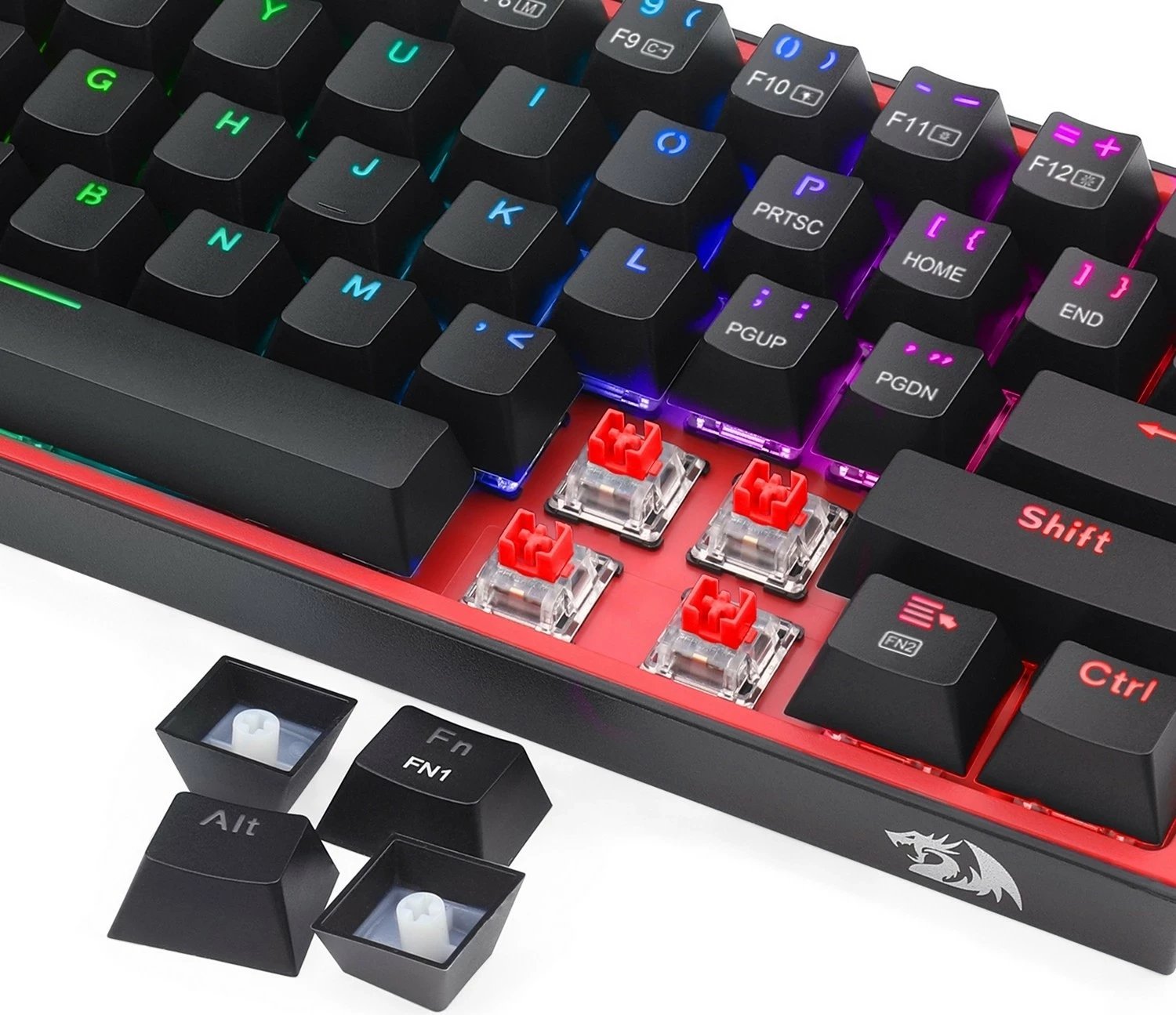 Keyboard Redragon K616 Fizz PRO, RGB, Wireless/Wired, Red Switch, Black