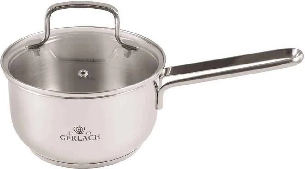 Tigan për salcë Gerlach Simple me kapak 16cm, 1.5L, argjëndtë