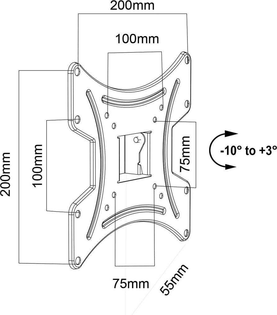 Mbajtës muri për TV Maclean MC-414, max. VESA 200x200, 23-43, 30kg, i zi