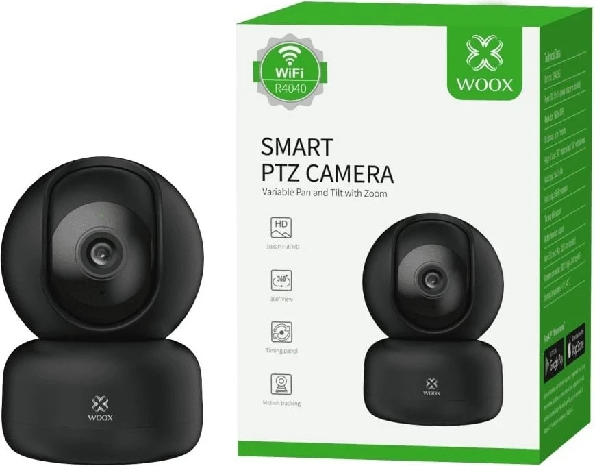 Kamera inteligjente WOOX R4040, PTZ, WiFi, brenda shtëpisë, Full HD 1080p, e zezë