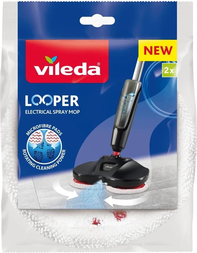 Leckë për shtup, Vileda, Looper electric mop, 2 cope, e bardhë