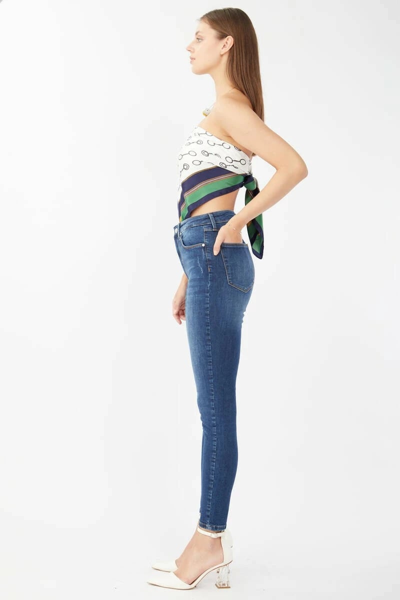 Xhinse super skinny për femra Banny Jeans, blu të errët