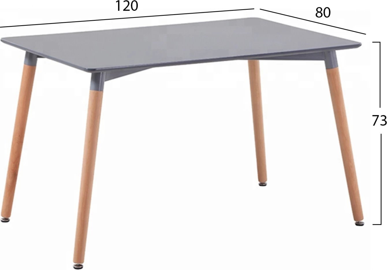 Set tavolinë me karrige, 5 pjesë, tavolinë 120x80x73 cm, minimaliste me karrige polipropileni gri, FH11329.10