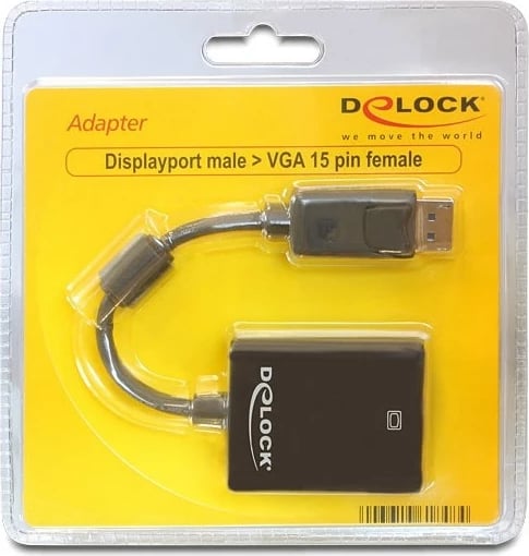 Adapter DisplayPort në VGA DeLOCK 61848, 0.125 m, i zi