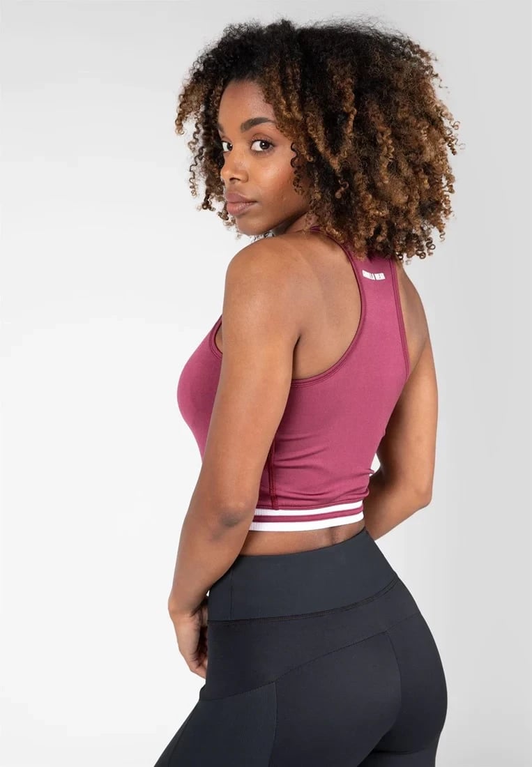 Mesa Zip Front Crop Top - Burgundy Red