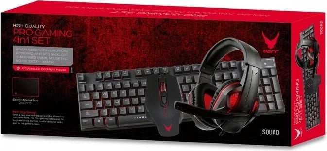 SET GAMING VARR CHERRY VG4IN1SET01 | KEYBOARD MOUSE MOUSEPAD HEADSET BLACK