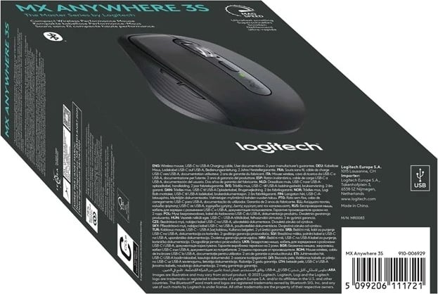 Maus Logitech MX Anywhere 3S, me lidhje RF Wireless + Bluetooth, 8000 DPI