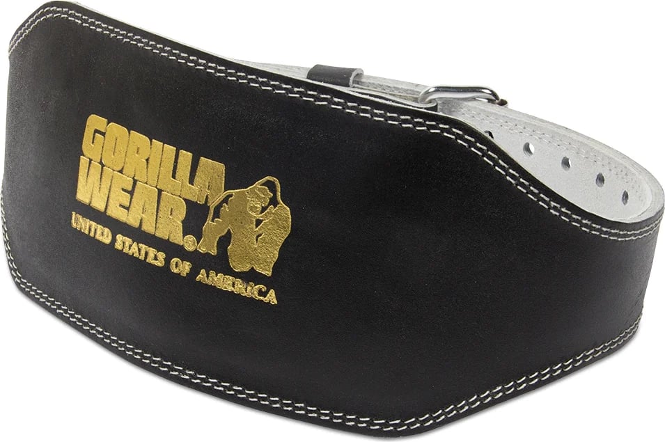 Gorilla Wear 6 Inch Padded Leather Lifting Belt - Black/Gold