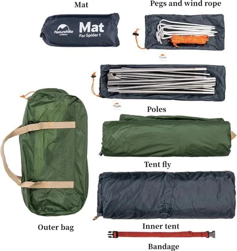 Tendë për çiklizëm Naturehike Ultralight 1 NH18A095-D, portokalli