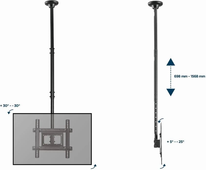 Mbajtës tavani për TV Gembird CM-70ST-01, 32" - 70", 50kg