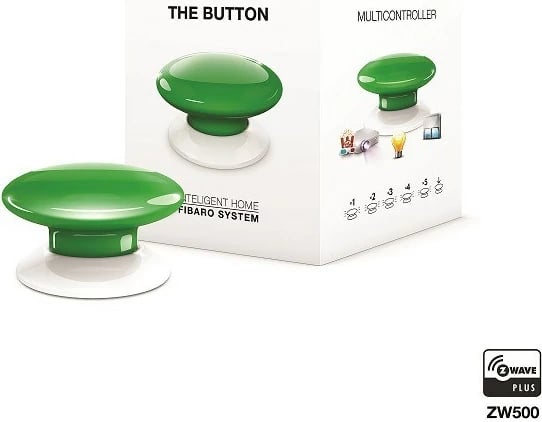 Buton paniku FIBARO The Button, Wireless Alarm, Gjelbër