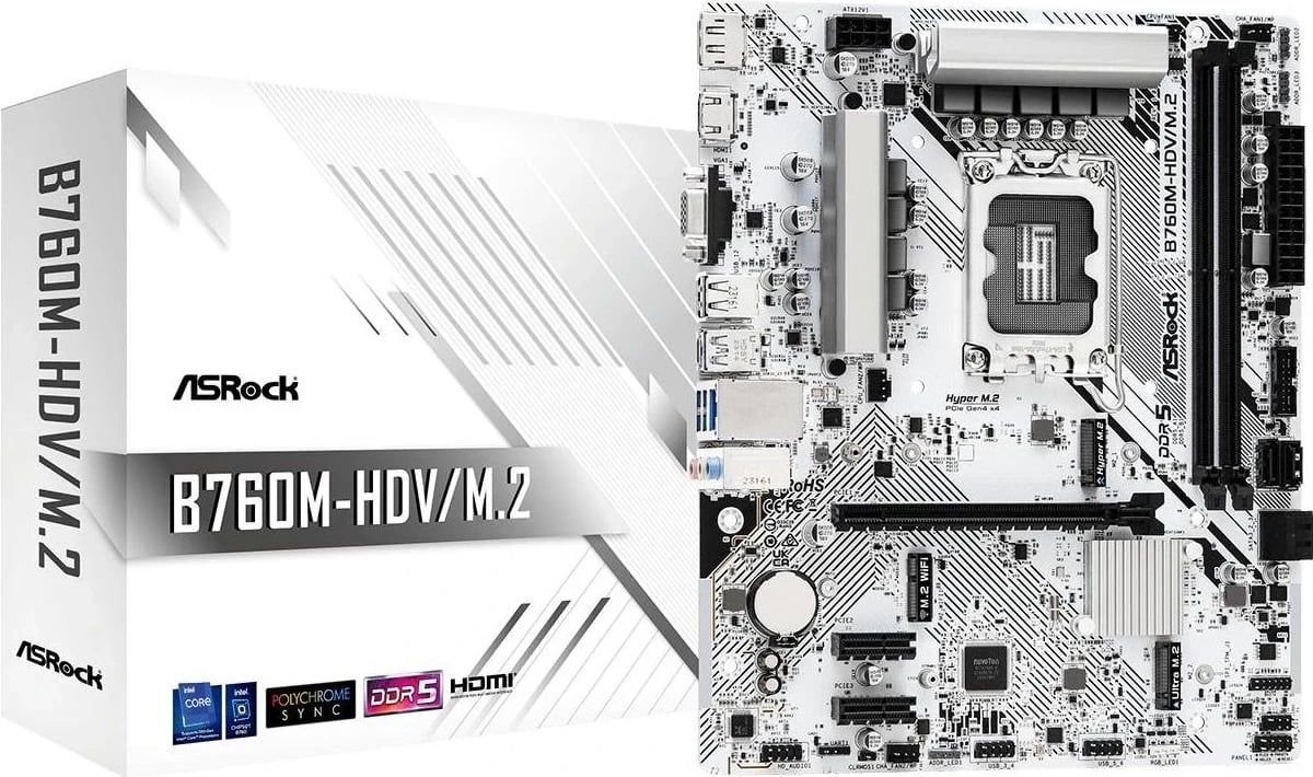 Pllakë amë ASRock B760M-HDV/M.2, Socket 1700, Chipset Intel B760, DDR5