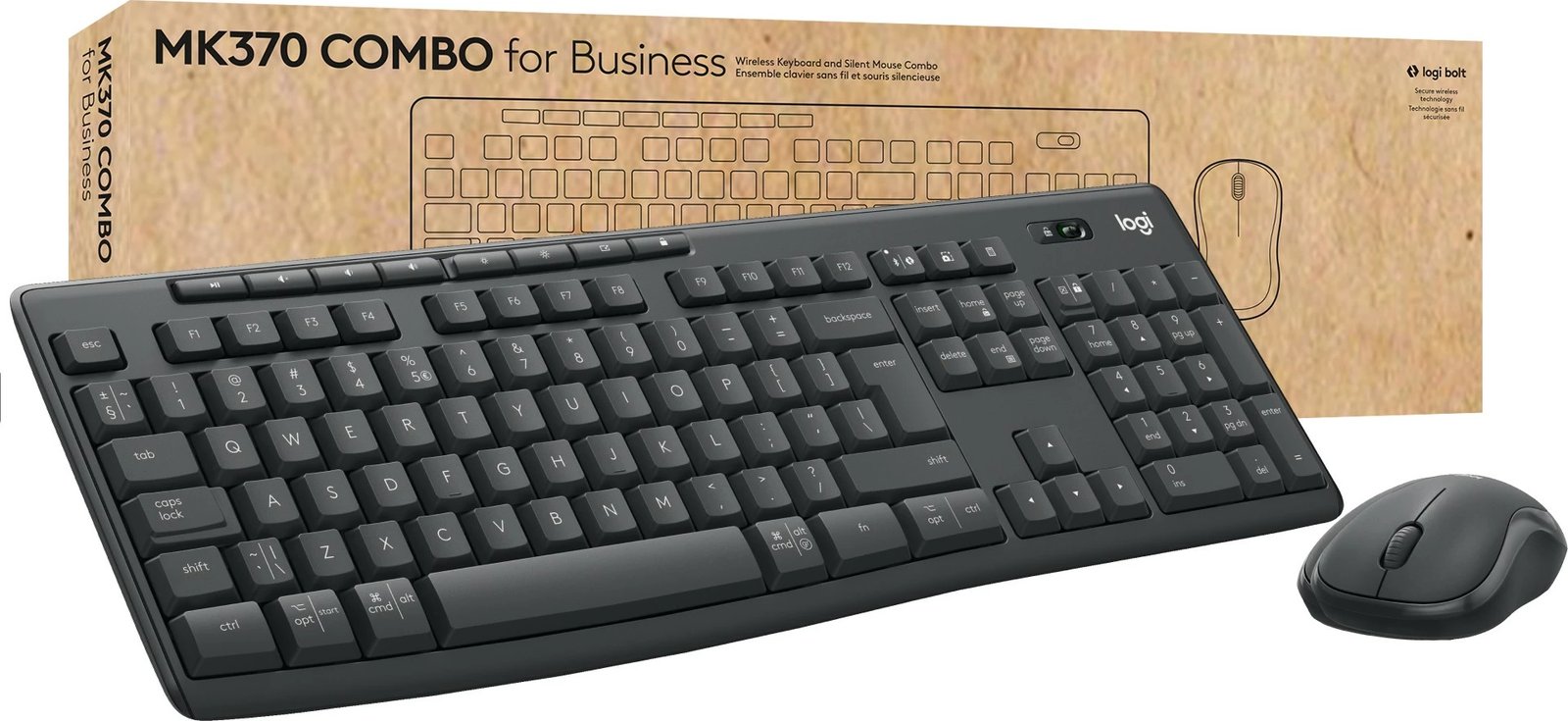 Kombo Logitech MK370 për Biznes, Pa kabllo, RF Wireless + Bluetooth, Membranë, QWERTZ, Grafit, Maus i përfshirë