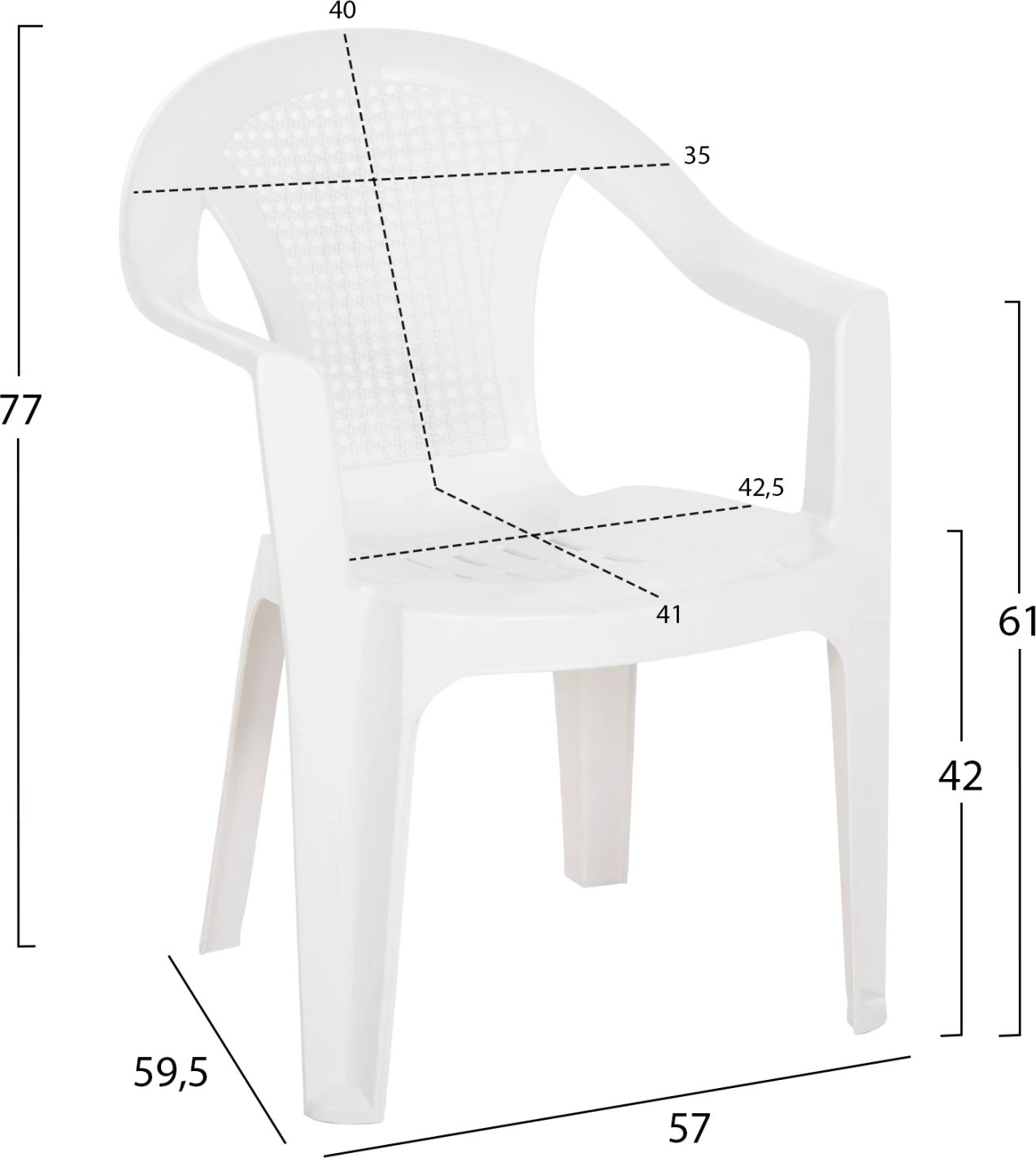 Karrige polipropileni TUVANA FH6145.13 e bardhë 57x59.5x77H cm