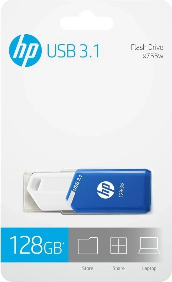 Disk PNY HP Pendrive, 128GB, USB 3.1, 755W, i kaltër 