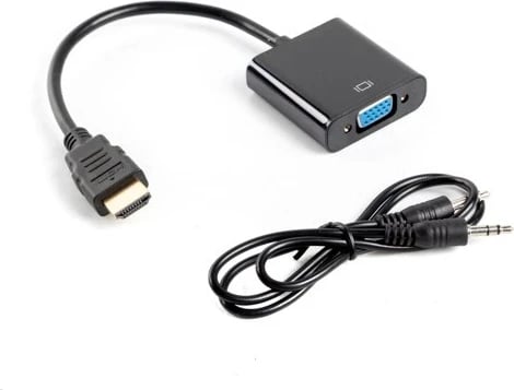 Adapter kabllo video Lanberg AD-0017-BK, 0.2 m, VGA (D-Sub), HDMI Type A (Standard), E zezë