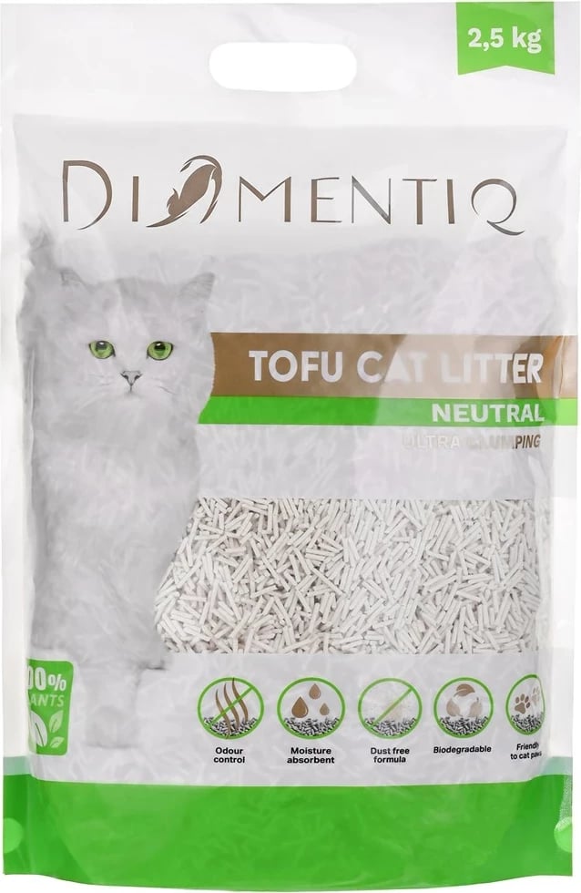 Leter për mace DIAMENTIQ Tofu Neutral Ultra clumping, 2.5 kg