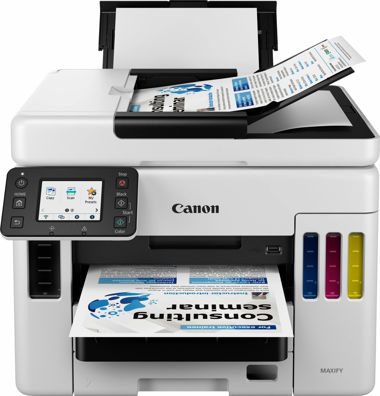 Printer Canon MAXIFY GX7050 MegaTank, Inkjet, Printim me ngjyra, 600 x 1200 DPI, A4, Printim direkt, Bardhë, Zi