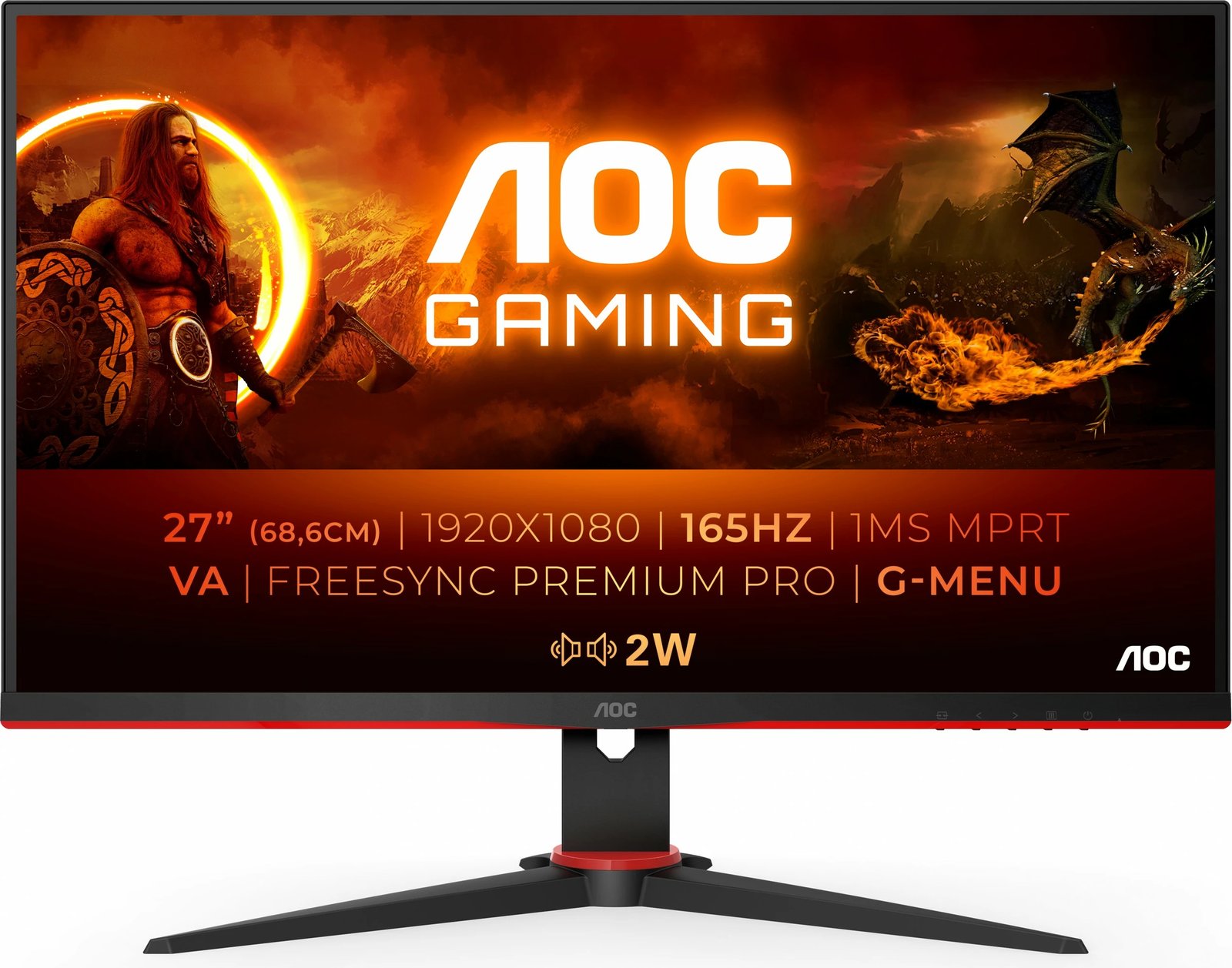 Monitor gaming AOC 27G2SAE/BK, 27", Full HD, 165Hz, i zi