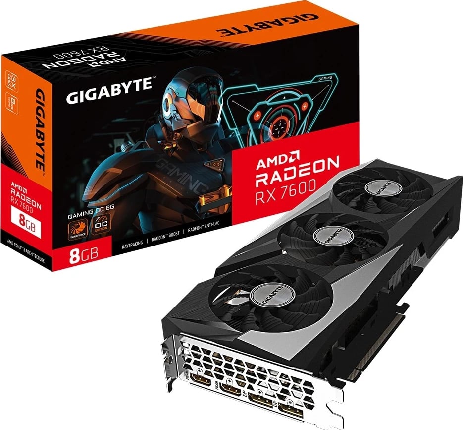 Kartë Grafike Gigabyte GAMING Radeon RX 7600 OC, 8 GB GDDR6